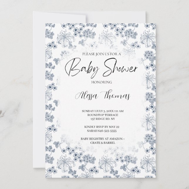 Convites Invitation for baby shower Toile Desing-Customizab (Frente)