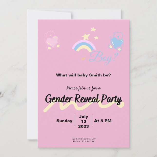Convites Invitation Gender Reveal Boy or Girl? (Frente)