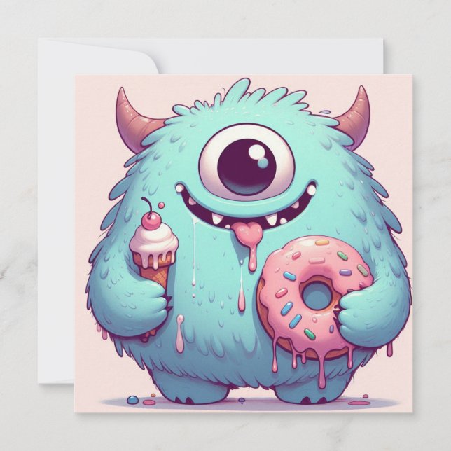 Convites Invitation “Le p’tit monstre gourmand“ (Frente)