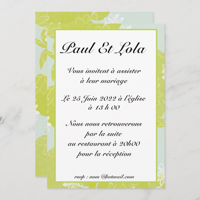 Convites invitation mariage (Frente/Verso)