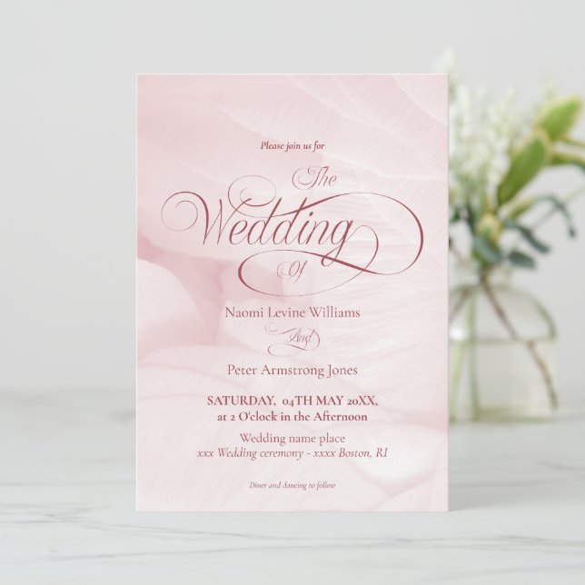 Convites Invitation simple de mariage pivoine rose (Em pé/Frente)