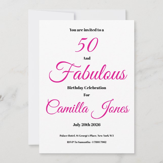 Convites Invitation to a 50th Birthday Party (Frente)