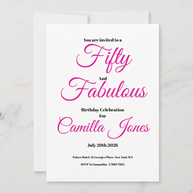 Convites Invitation to a 50th Birthday Party (Frente)