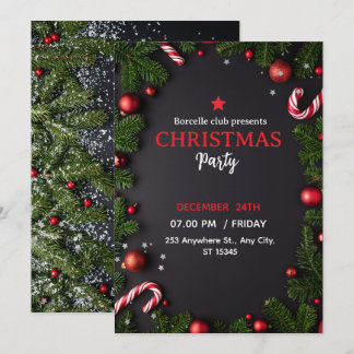 Convites Invitation to a rustic Christmas party with a beau
