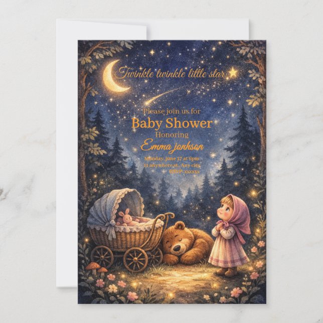 Convites Invitation Twinkle Twinkle Little Star Baby Shower (Frente)