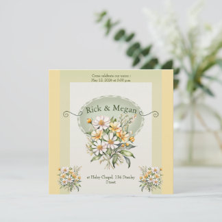 Convites Invitation wedding card, daisies charm