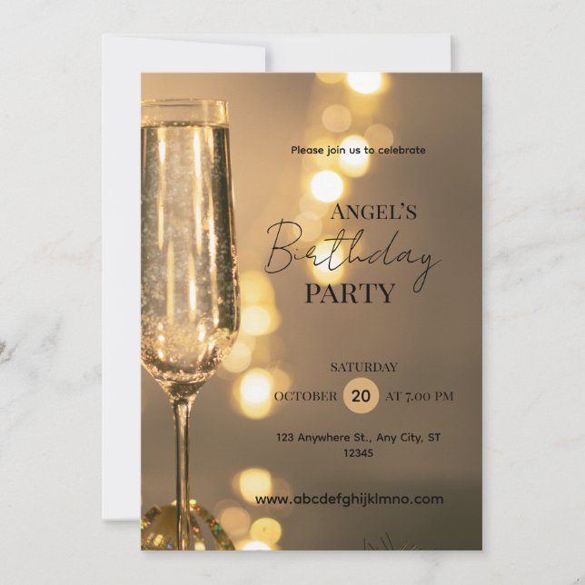 Convites InvitationElegant Champagne Birthday Party Invitat (Frente)
