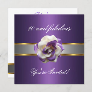 Convites Invite a Flor Branca Roxa do Partido Fabulosa 40º