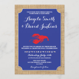 Convites Invite a lagosta de Casamento Beach Burlap