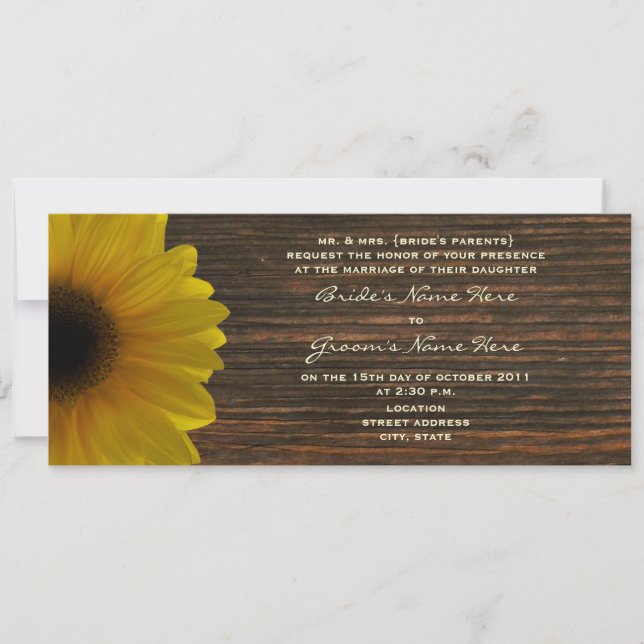 Convites Invite Casamento outono Amarelo de Girassol e Made (Frente)