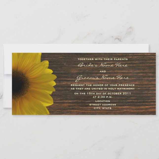 Convites Invite Casamento outono Amarelo de Girassol e Made (Frente)