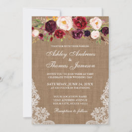 Convites Invite Luzes Florais De Burlap Rustic Casamento