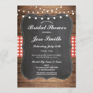 Convites Invite Madeira Vermelha Rústica Do Partido chá de 