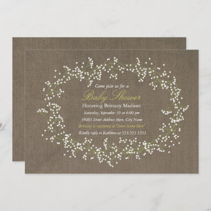 Convites Invite o Chá de fraldas Rustic Floral Wreath & Bur