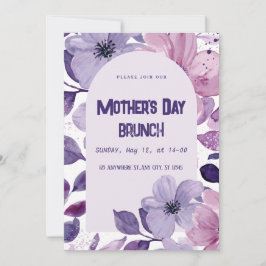 Convites Invite Purple Floral Watercolor Brunch