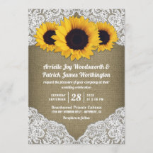 Invites de casamentos de girassol e rendas