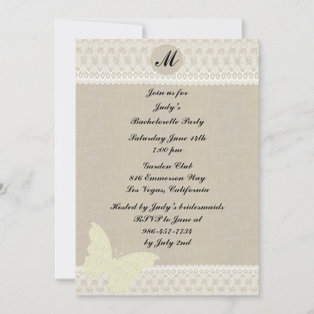 Convites Invólucro De Festa de solteira De Monograma De Col (Frente)