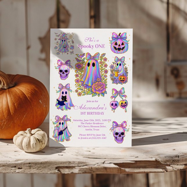 Convites Iridescente Coquette Assustador ONE Halloween (Criador carregado)