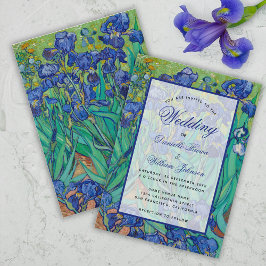 Convites Iris Blauis Florais Caligrafia de Casamento Van Go