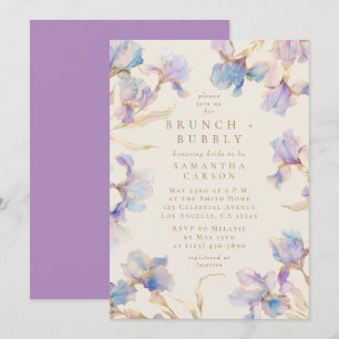 Convites Iris Floral Watercolor Brunch e Bubble