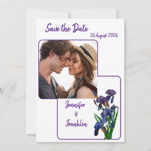 Convites Íris Roxo Moderno Mínimo Salve o Casamento de Data