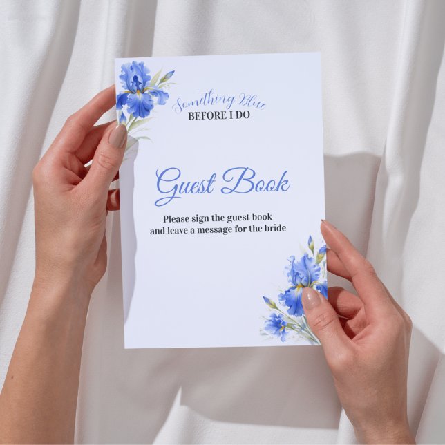 Convites Iris Something Blue Bridal Shower Guest Book Sign (Iris Something Blue Bridal Shower Guest Book Sign Invitation
)