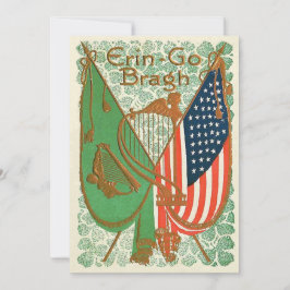 Convites Irish American Flag Harp de Erin Shamrock