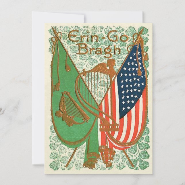 Convites Irish American Flag Harp de Erin Shamrock (Frente)