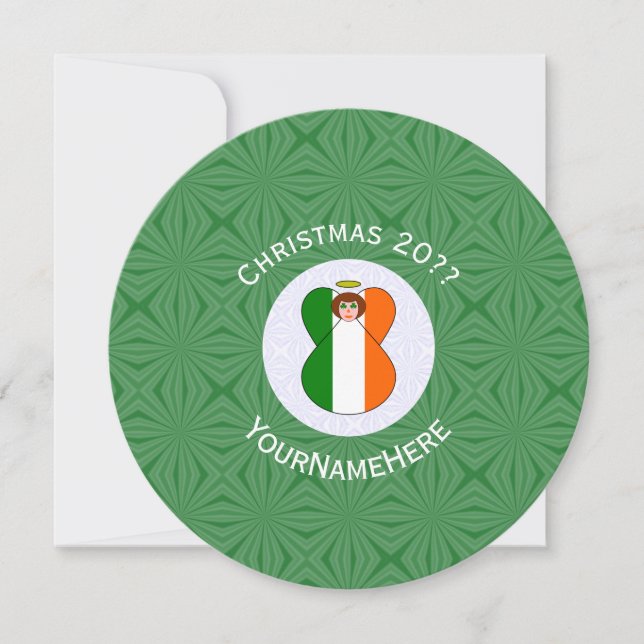 Convites Irish Angel Flag Christmas Personalize Round (Frente)