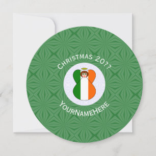 Convites Irish Angel Flag Christmas Personalize Round