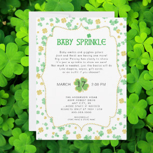 Convites Irish Clovers Baby Sprinkle, ouro verde neutro