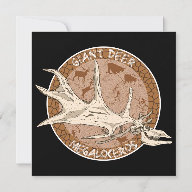 Convites Irish Elk Paleoart Megaloceros Skull (Frente)