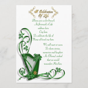Convites Irish Harp "Celebração da Vida"