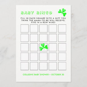 Convites Irish Leprechaun Lucky Shamrock Baby Bingo