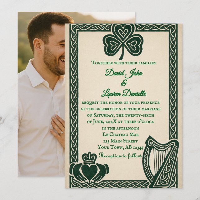 Convites Irish Serenity Photo Wedding Invitation (Frente/Verso)