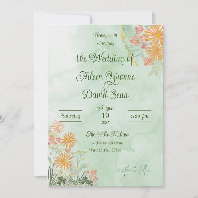 Convites Irish Springtime Daisies Wedding (Frente)