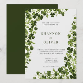 Convites Irish Stylized Shamrock Leafy Foliage