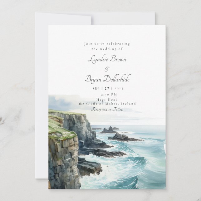 Convites Irlanda Cliffs of Moher Weding Invitation (Frente)