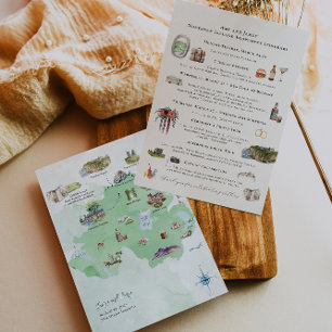 Convites Irlanda do Norte Mapa de Itinerário de Casamento
