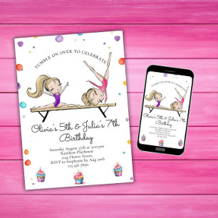 Convites Irmãs Conjuntas - Loira Irmão - Gymnastics Anivers