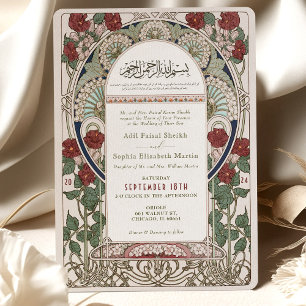 Convites Islâmico Arte Nova Casamento Borgonha Mucha