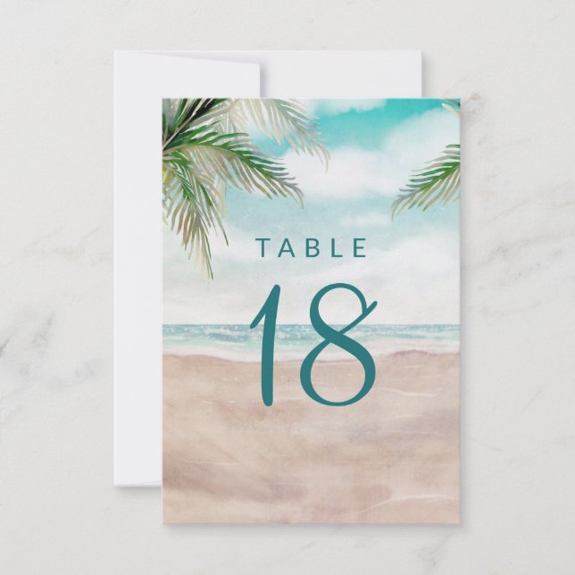 Convites Island Breeze Beach Seating Wedding Table Number (Frente)