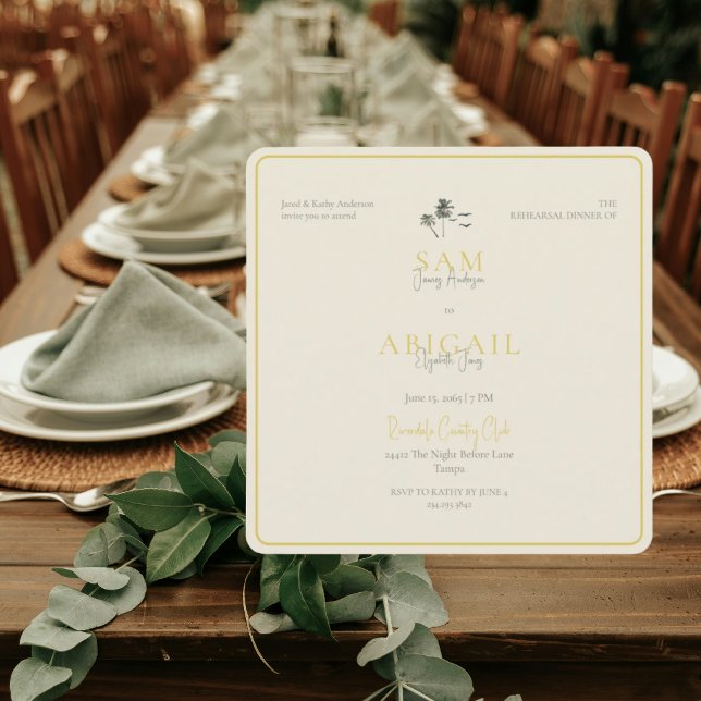 Convites Island Citrus Rehearsal Dinner Square (Criador carregado)