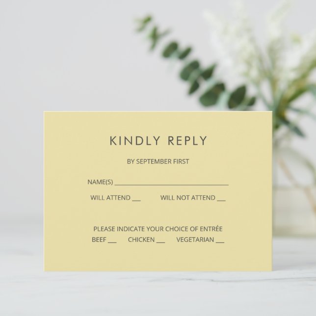 Convites Island Citrus Yellow Wedding RSVP Card (Em pé/Frente)