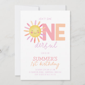 Convites Isn't She Onederful Sun Girl Bright 1st Birthday