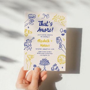 Convites Isso é Amor! Casamento Italiano Azul e Amarelo