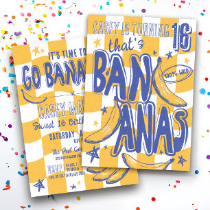 Convites ISSO É BANANA Festa Divertida Amarela de 16 Anos