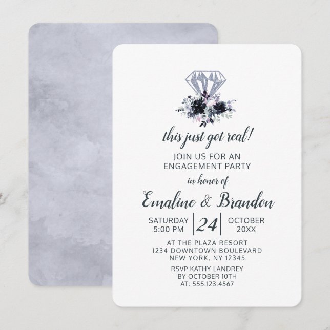 Convites Isto Ficou Muito Festa de noivado (Frente/Verso)