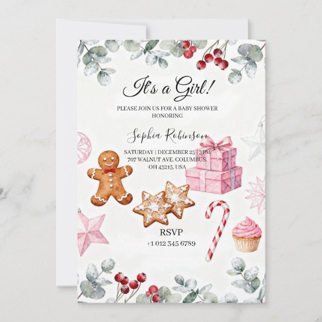Convites It’s a Girl Baby Shower Invitation (Frente)