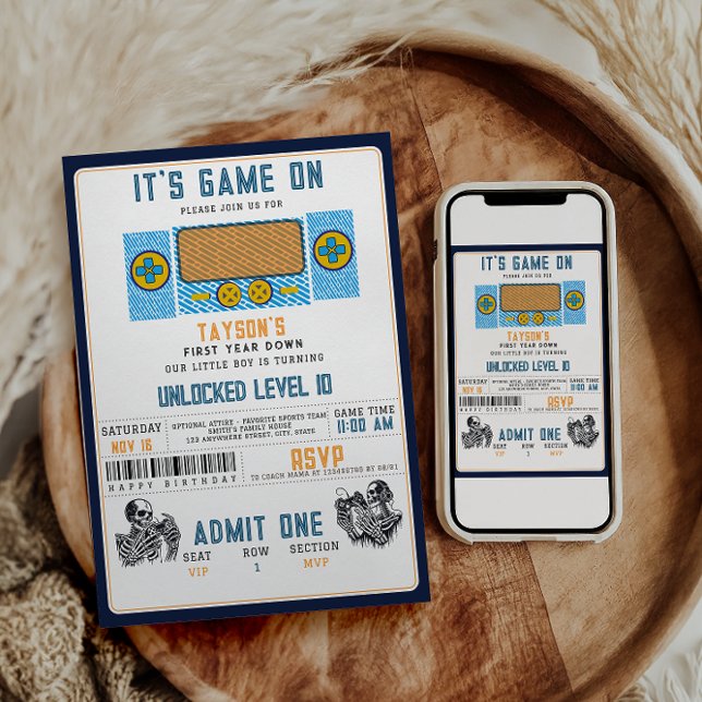 Convites It’s Game On! Video Game Birthday Party  (Criador carregado)